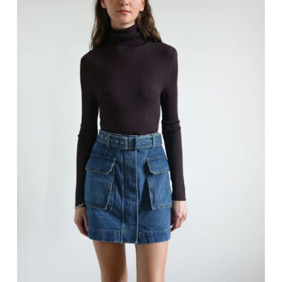 Pixie Market Dresses & Skirts - Pixie Market AR Denim Cargo Pocket Mini Skirt Sz S Blue Belted A-Line Y2K